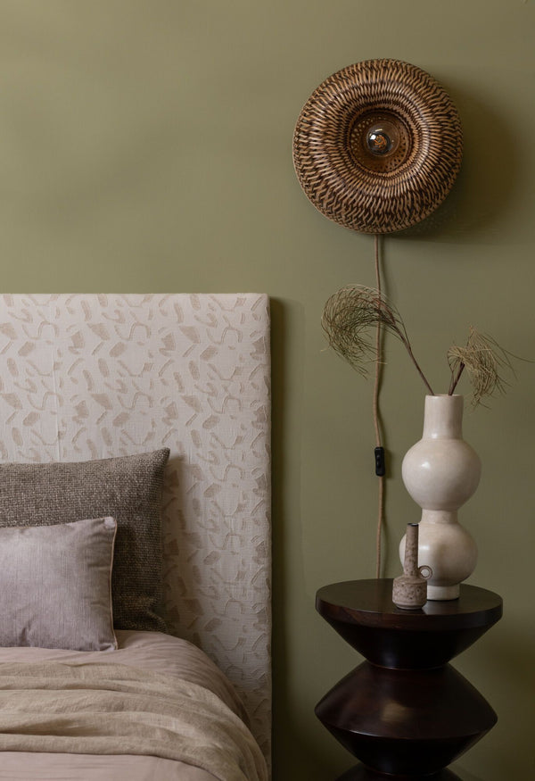 Wandlamp barbados rond ?35cm, nat/bruin