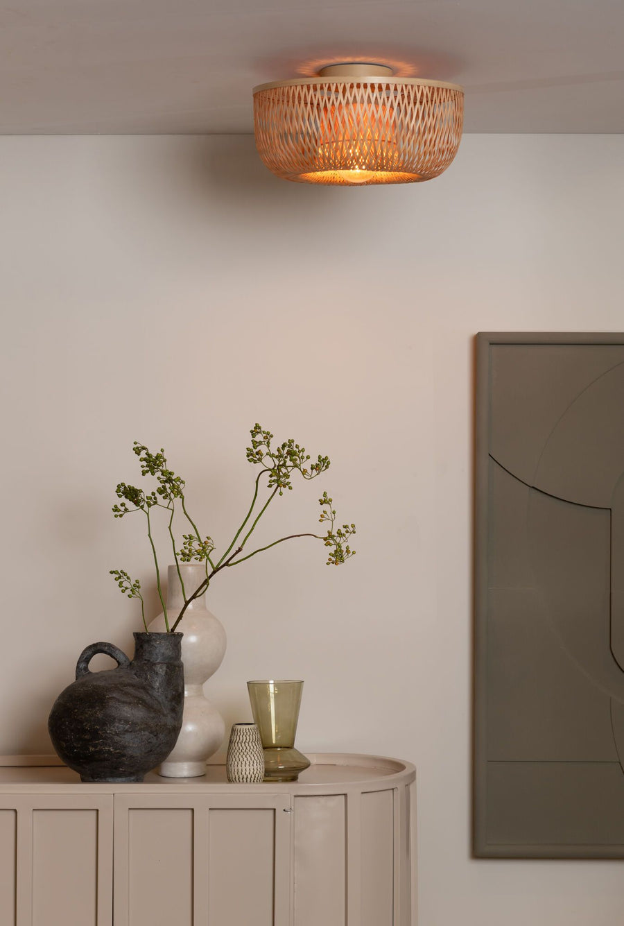 Plafondlamp barbados rond ?35cm, naturel