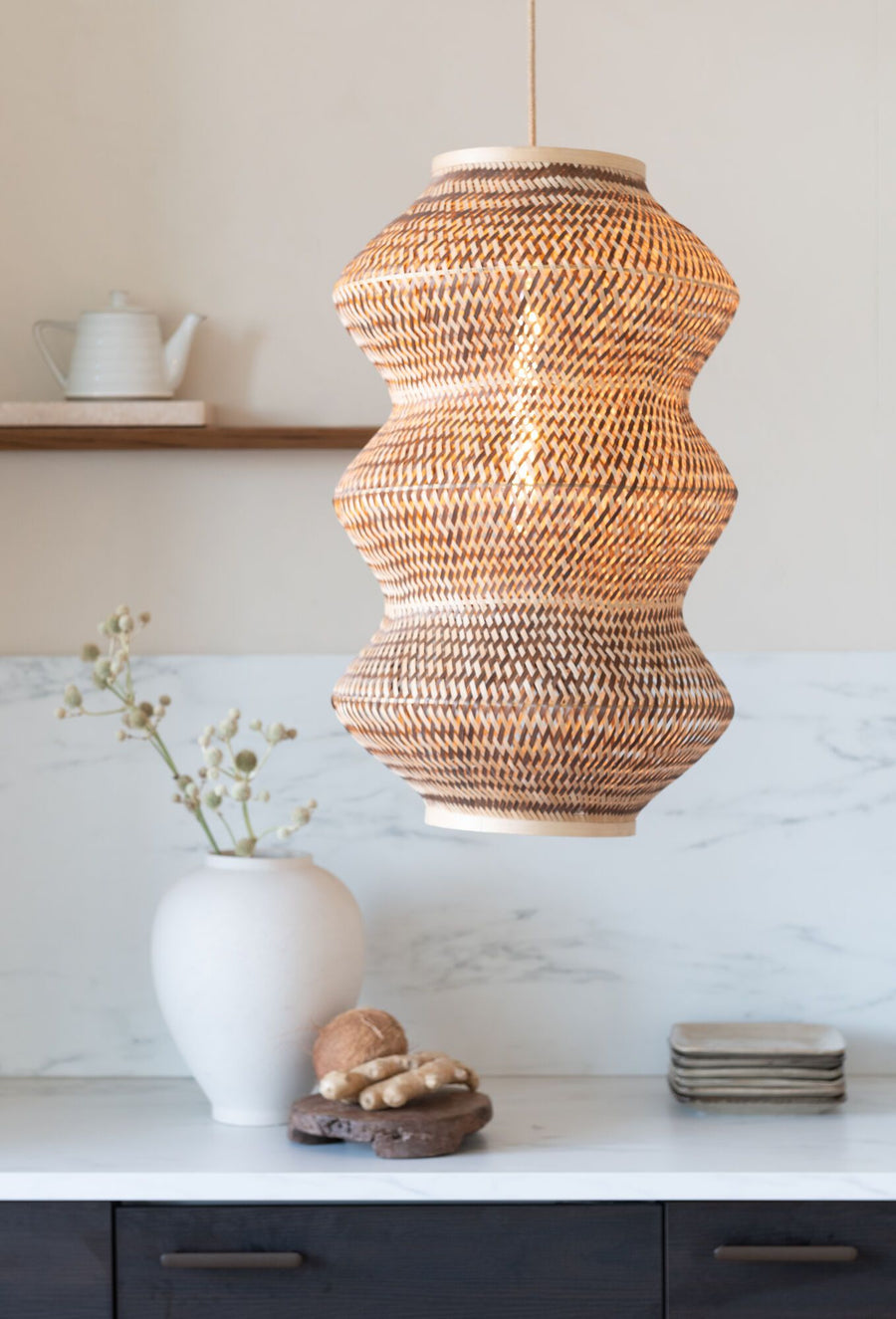 Hanglamp barbados 3-bol nat/br., xl