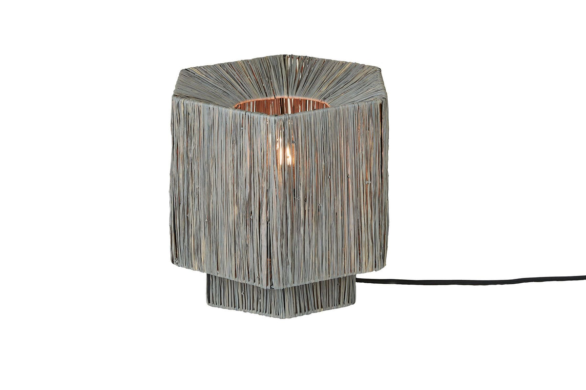 Tafellamp panama raffia grijs, s