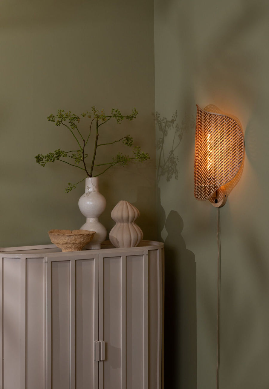 Wandlamp kinabalu bamboe, nat/bruin