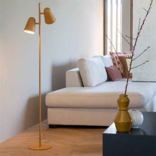 Vloerlamp Salamanca 2-kap, mosterd