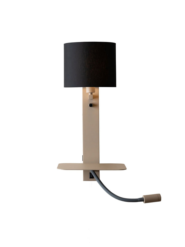 Wandlamp Florence+leeslamp zand/kap 1815 zwart