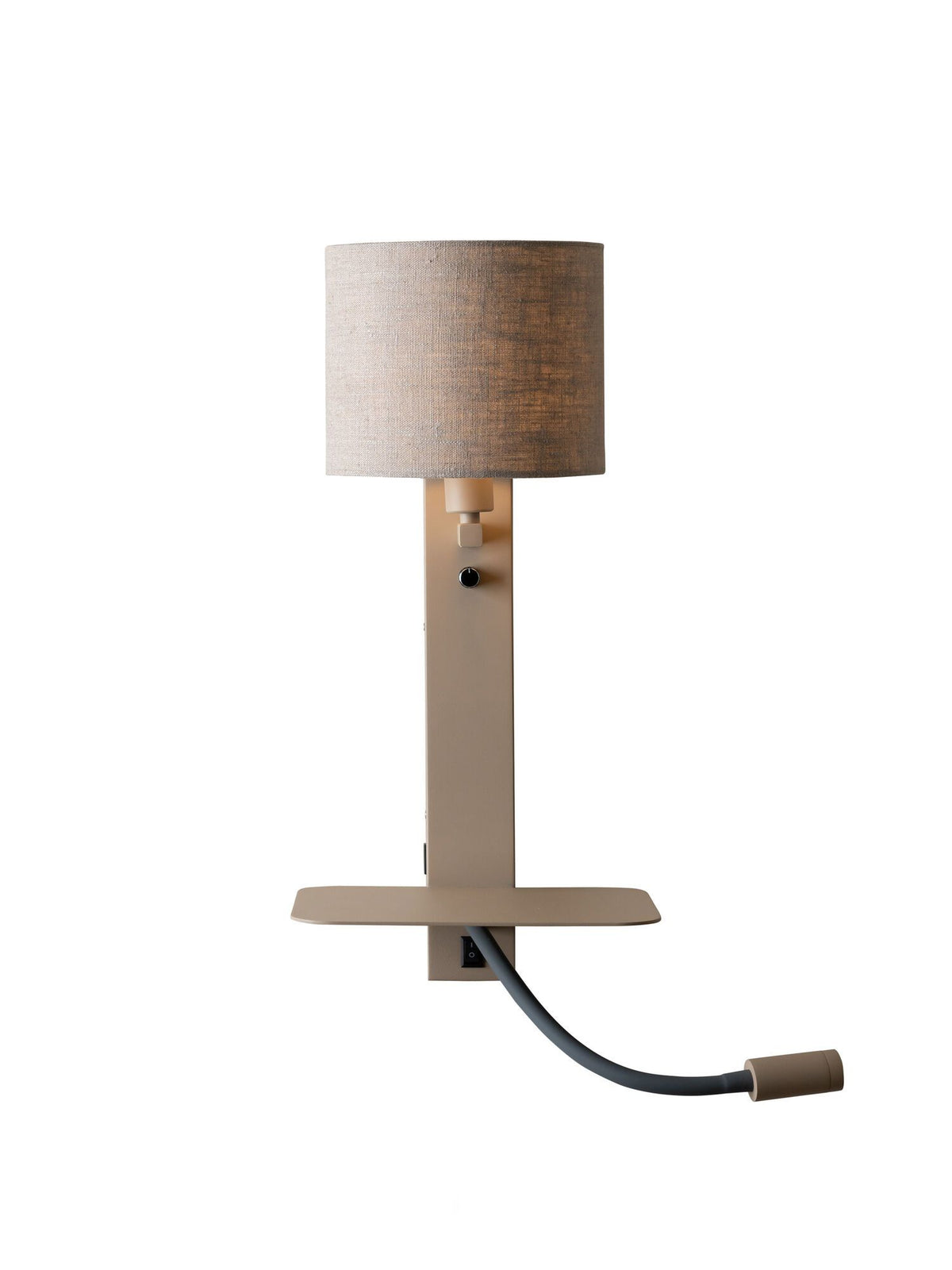 Wandlamp Florence+leeslamp zand/kap 1815 linnen donker