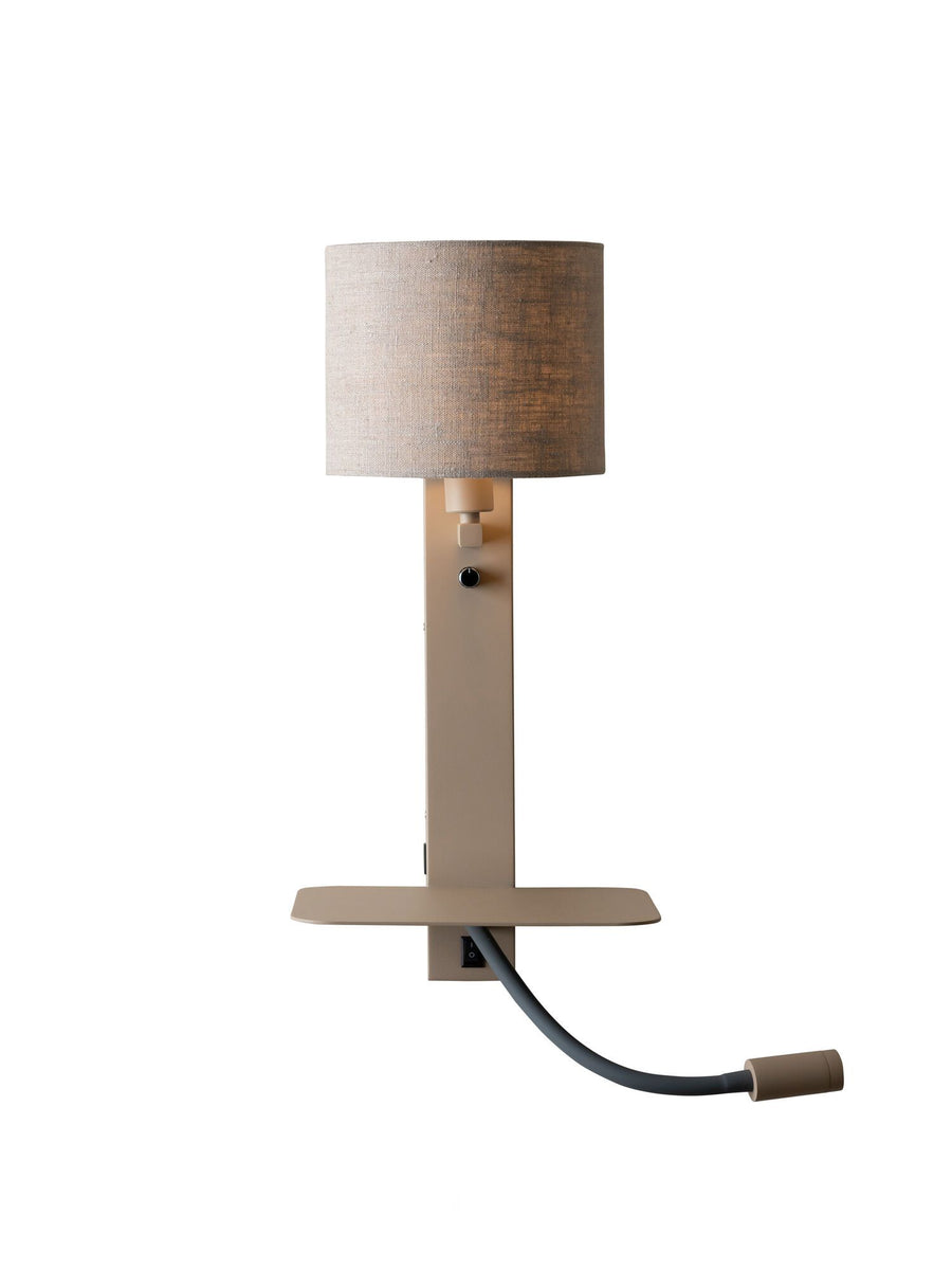 Wandlamp Florence+leeslamp zand/kap 1815 linnen donker