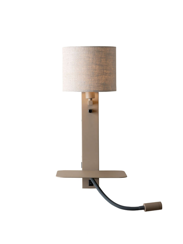 Wandlamp Florence+leeslamp zand/kap 1815 linnen licht