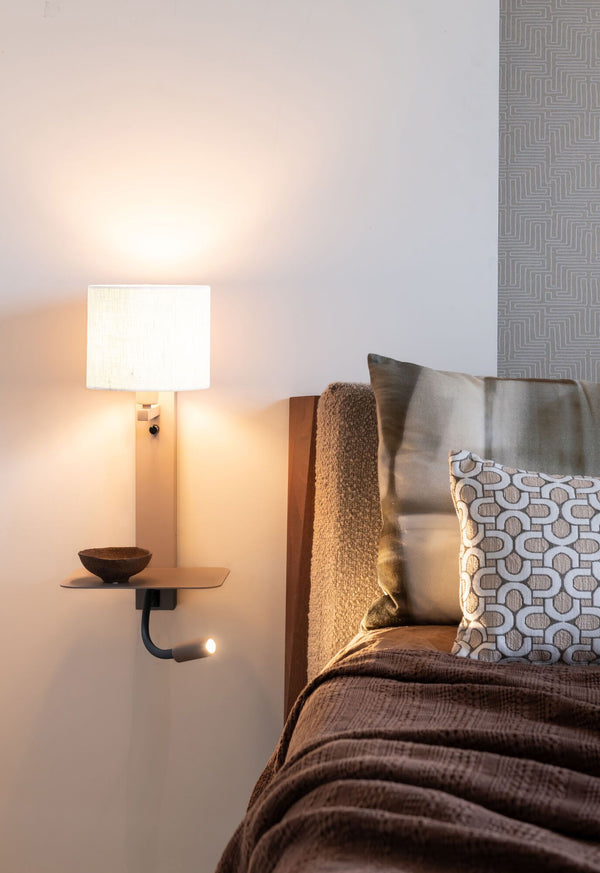 Wandlamp Florence+leeslamp zand/kap 1815 wit