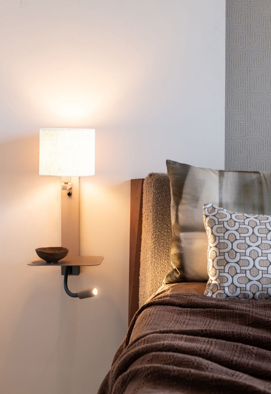 Wandlamp Florence+leeslamp zand/kap 1815 wit