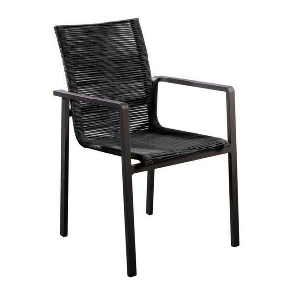 Ishi stackable dining chair alu black/rope black