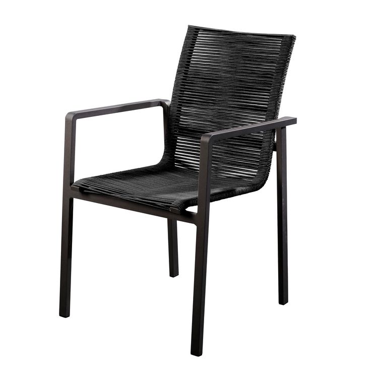 Ishi stackable dining chair alu black/rope black