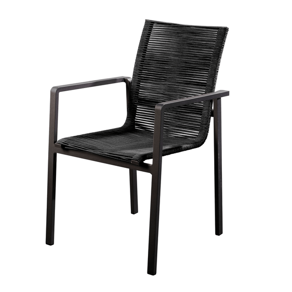Ishi stackable dining chair alu black/rope black