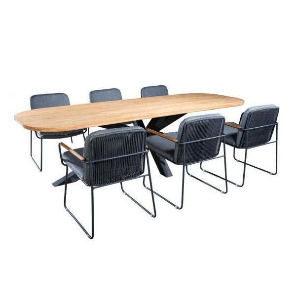 Serra dining chair alu dark grey/rope dark grey mixed grey