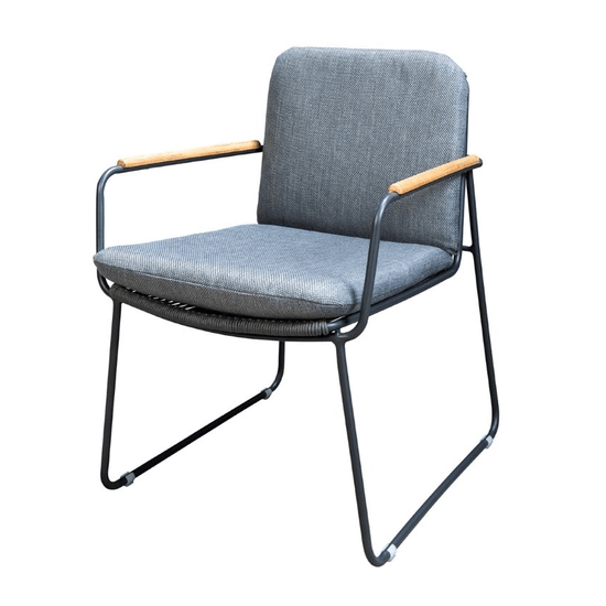 Serra dining chair alu dark grey/rope dark grey mixed grey