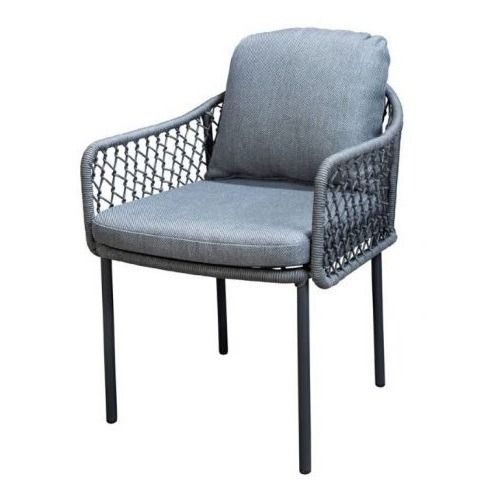 Rocha dining chair alu dark grey/rope dark grey/mixed grey
