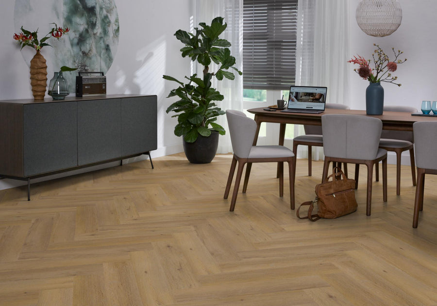 PVC Vernon Visgraat Dryback Dark oak á 1,90 m² per pak