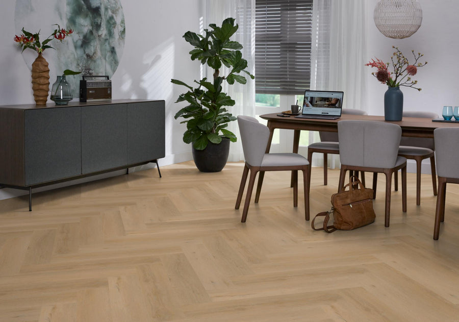PVC Vernon Visgraat Dryback Warm oak á 1,90 m² per pak