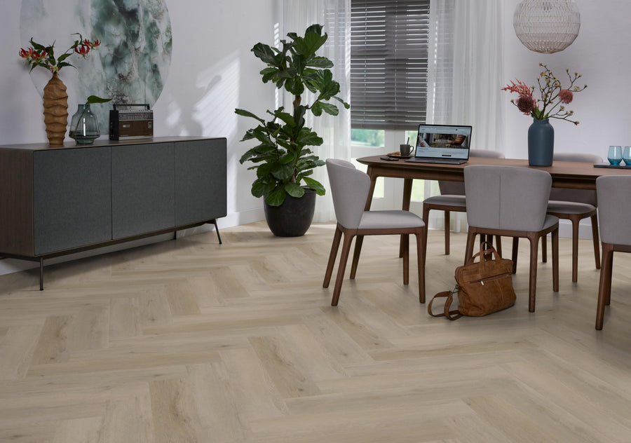 PVC Vernon Visgraat Silent Rigid Click Light oak á 1,71 m² per pak