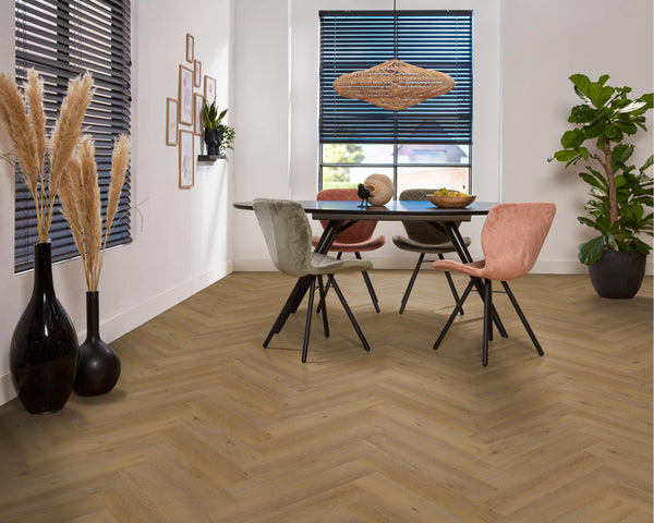 PVC Vernon Visgraat Silent Rigid Click Dark oak á 1,71 m² per pak