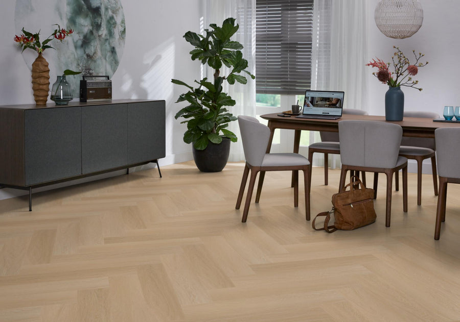 PVC Nice Visgraat Dryback Natural oak á 1,90 m² per pak