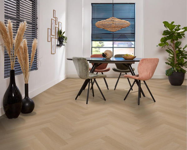 PVC Nice Visgraat Dryback Natural oak á 1,90 m² per pak