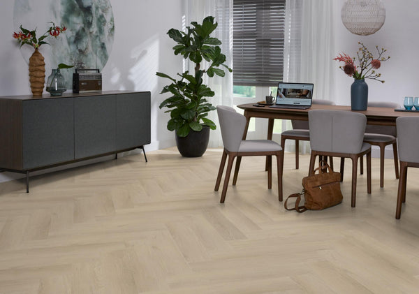PVC Bordeaux Visgraat Dryback Beige á 1,87 m² per pak