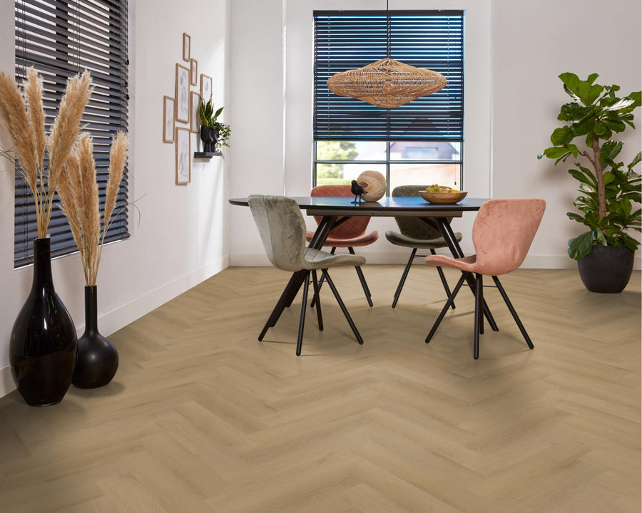 PVC Bordeaux Visgraat Dryback Light oak á 1,87 m² per pak