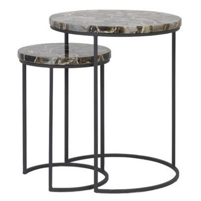 Bijzettafel S/2 ?28x42+?41x50 cm AXAT agaat bruin zwart
