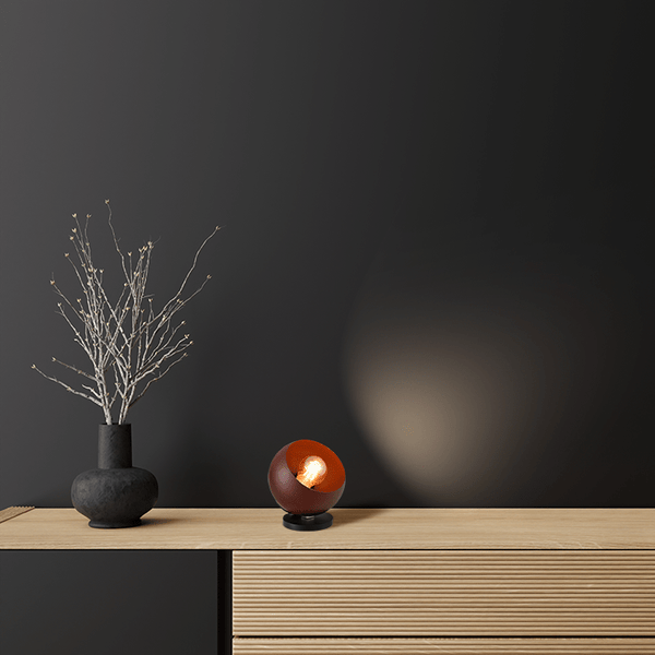 TL Studio Monton Magnetic h.13cm sphere S red brown ?12cm, on/off switch, base ?8cm