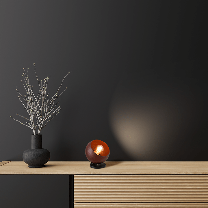 TL Studio Monton Magnetic h.13cm sphere S red brown ?12cm, on/off switch, base ?8cm