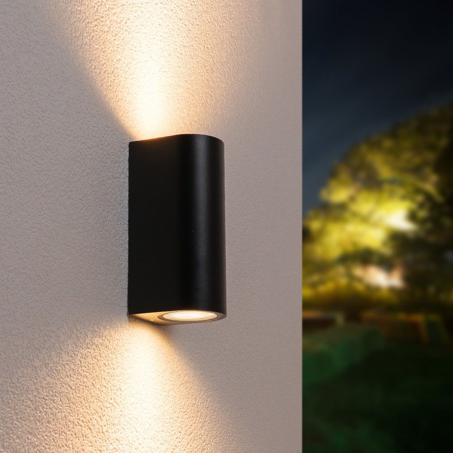 Led verlichting RVS wandlamp vierkant up/down set á 2 stuks incl. kabels