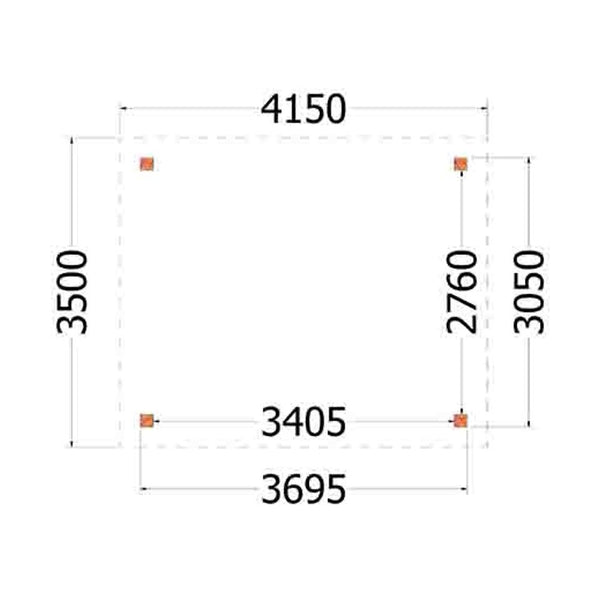 Buitenverblijf Siena 4150x3500x2500mm (bxdxh)
