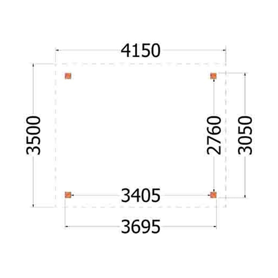 Buitenverblijf Siena 4150x3500x2500mm (bxdxh)
