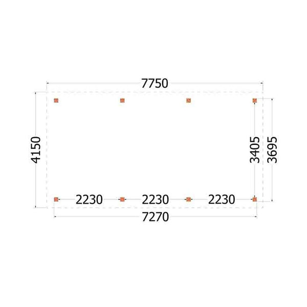 Buitenverblijf Siena 7750x4150x2500mm (bxdxh)