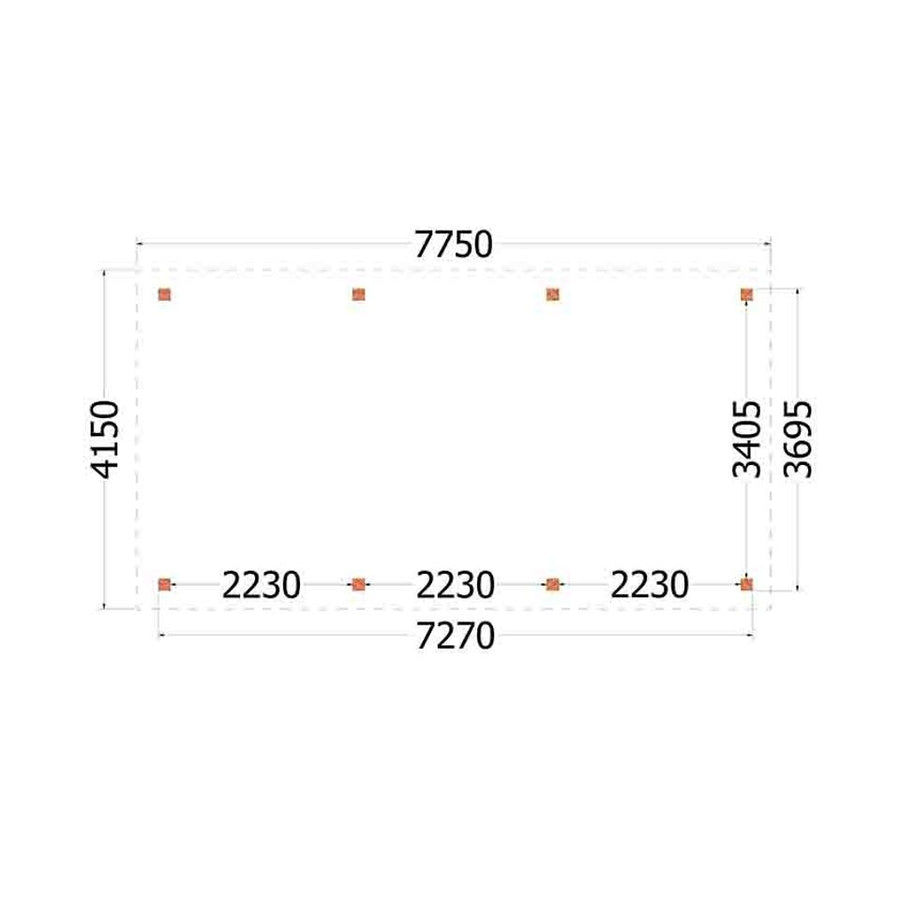 Buitenverblijf Siena 7750x4150x2500mm (bxdxh)