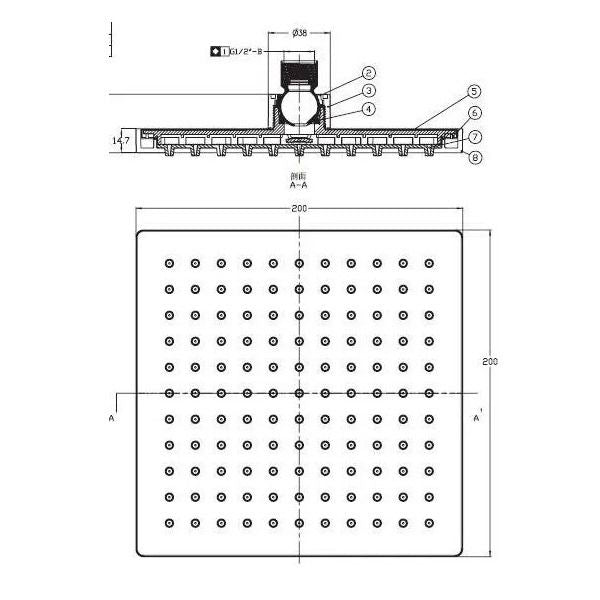 Rara hoofd-regendouche 200x200 mm