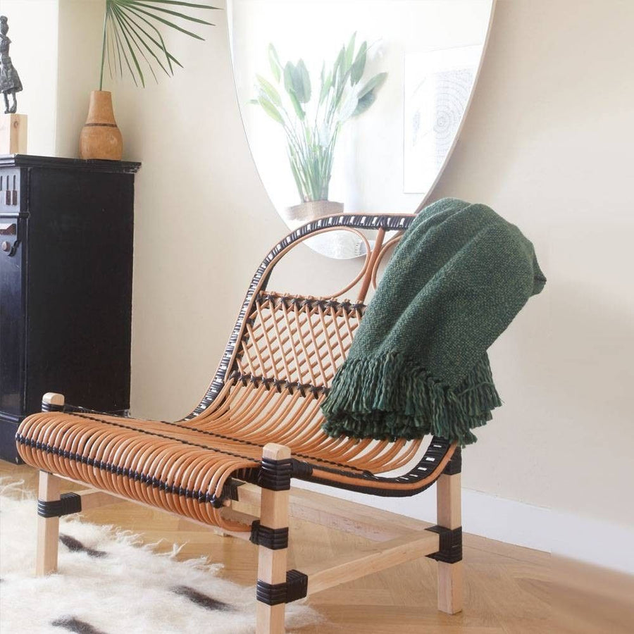 Rattan Lounge Chair Black