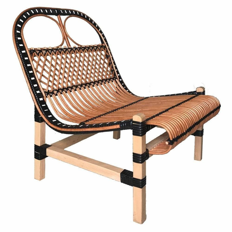 Rattan Lounge Chair Black