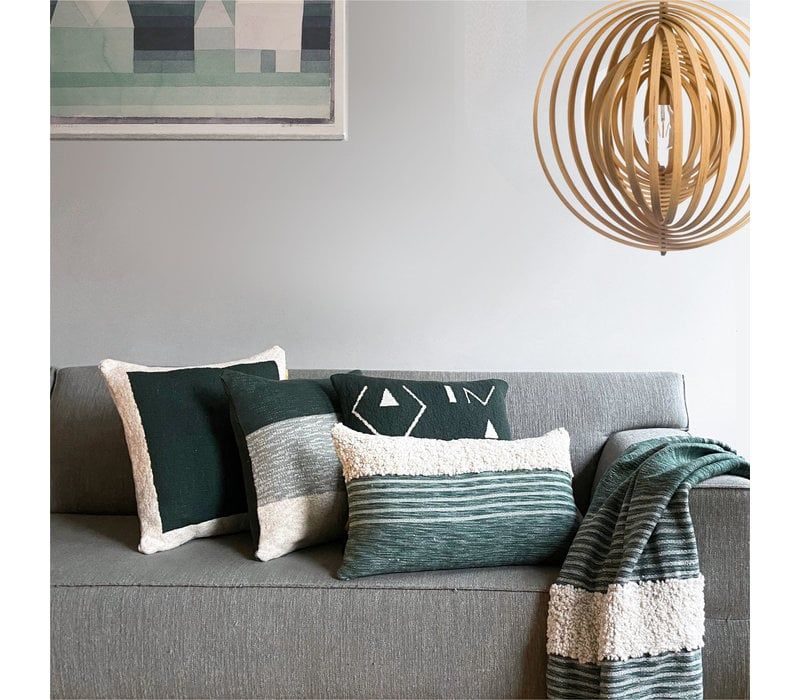 Sunset knitted cushion green