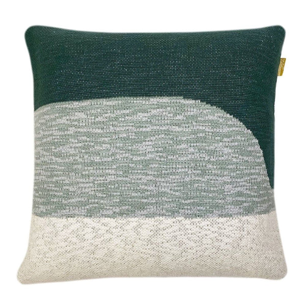Sunset knitted cushion green
