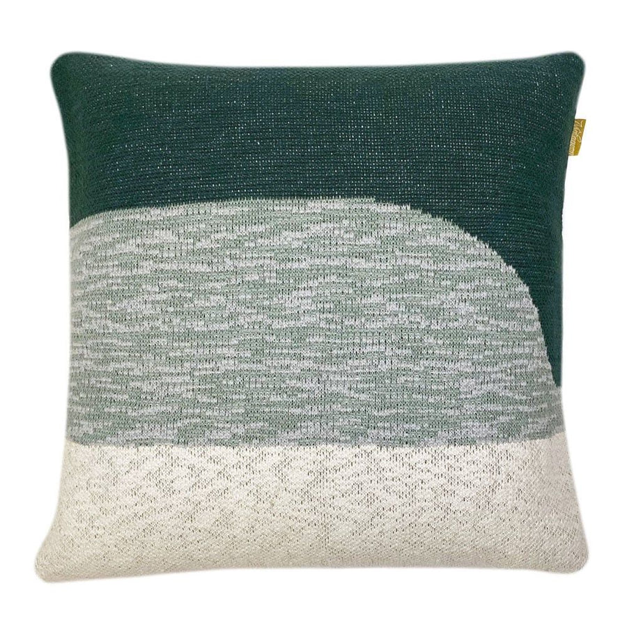 Sunset knitted cushion green