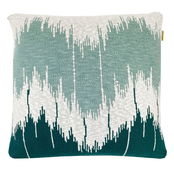 Wave knitted cushion green