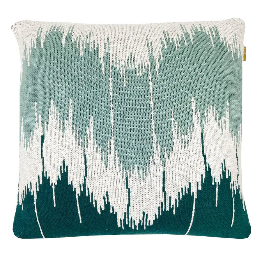 Wave knitted cushion green