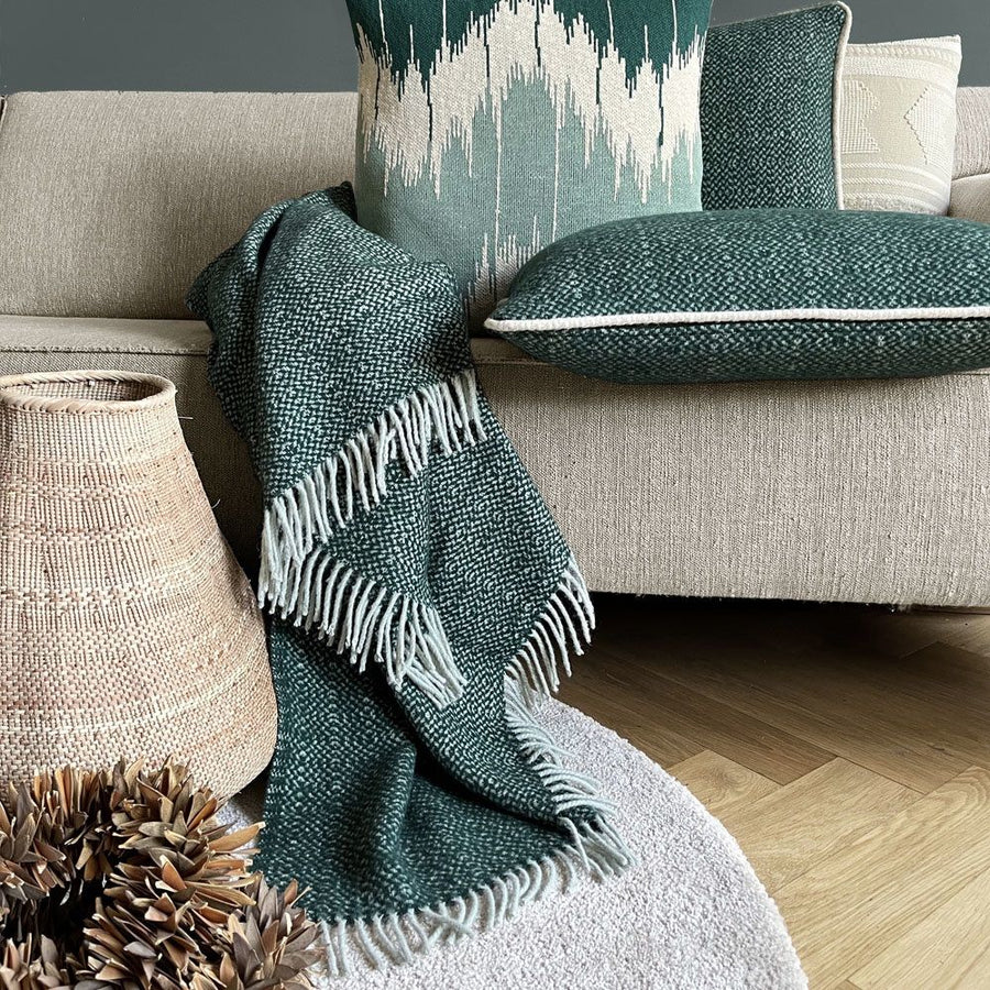 Pine green structure recycled wool throw