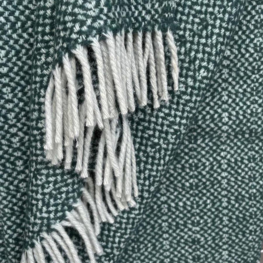 Pine green structure recycled wool throw