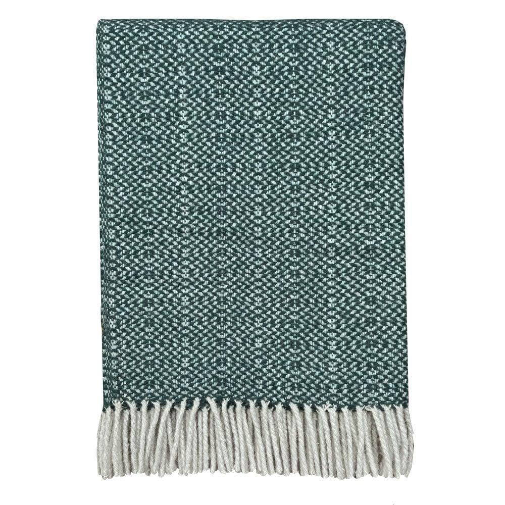 Pine green structure recycled wool throw
