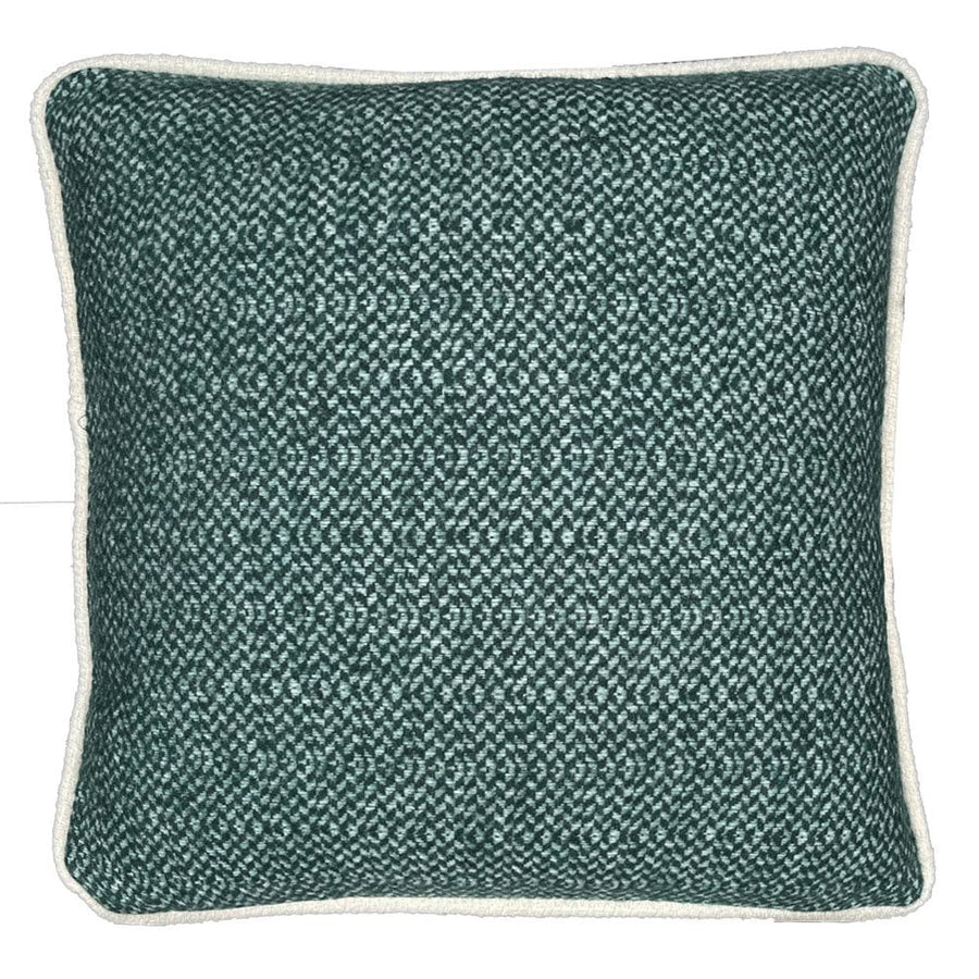 Pine green structure recycled wool square cushion