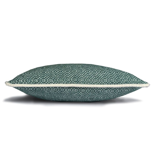 Pine green structure recycled wool square cushion