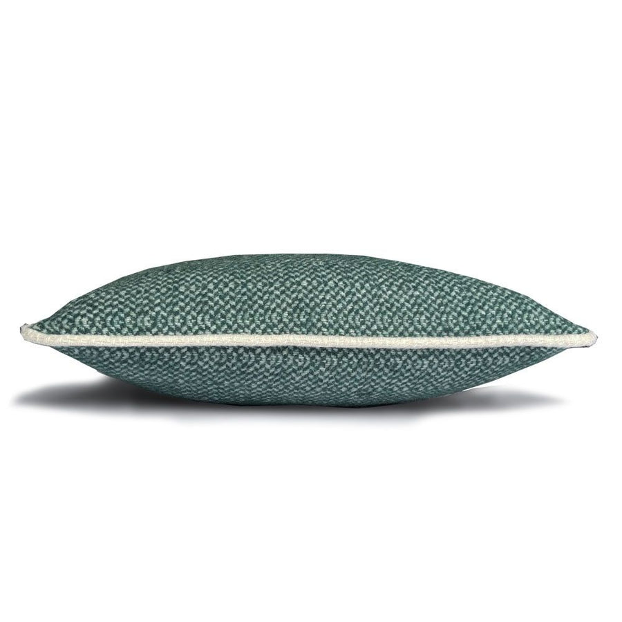 Pine green structure recycled wool square cushion