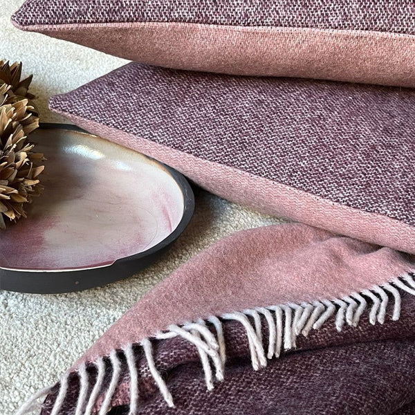 Rosewood double face recycled wool rectangle cushion