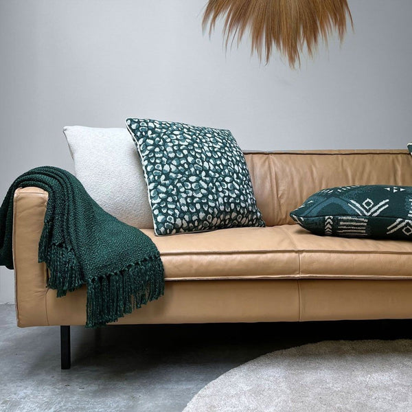 Primitive dot knitted cushion green